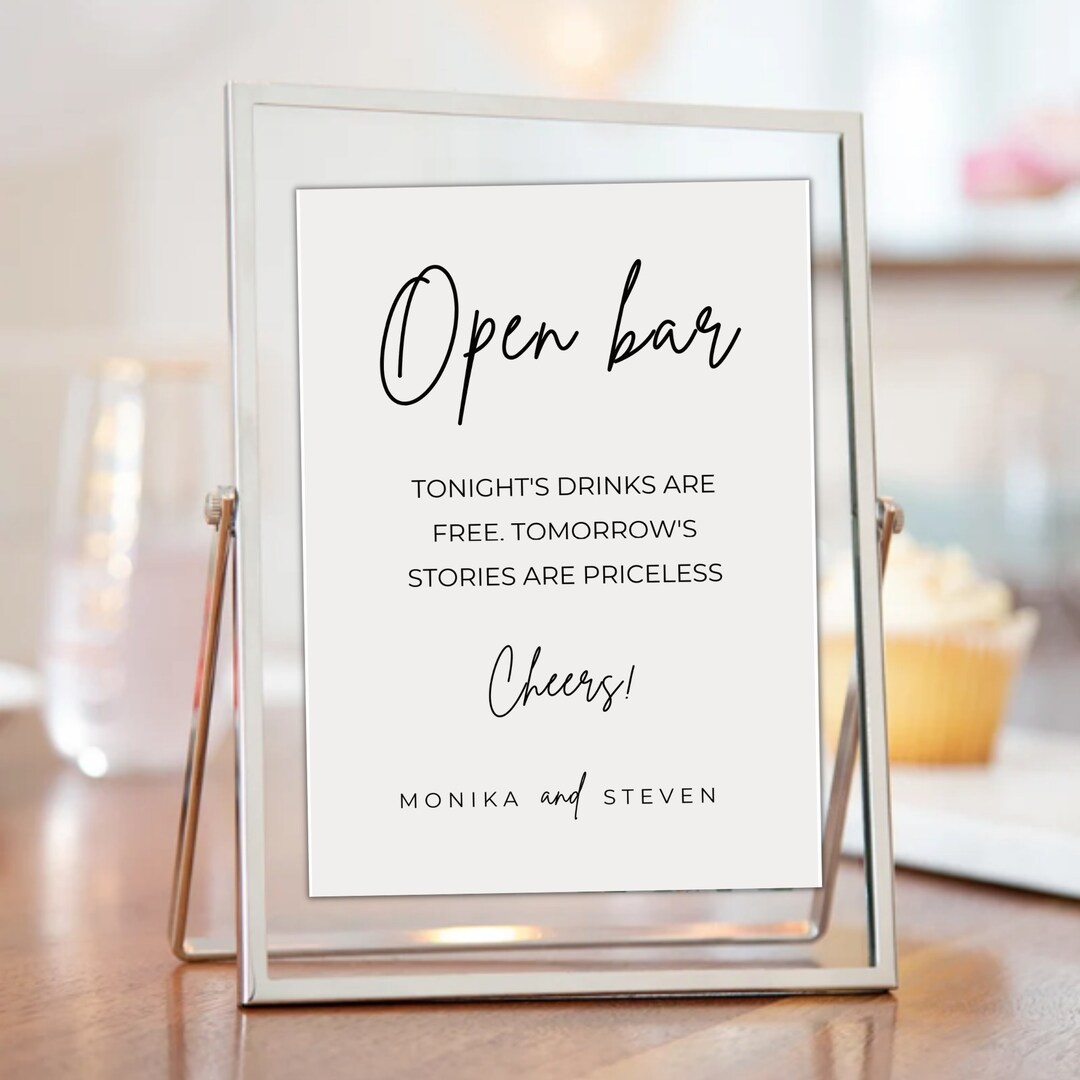 Printable Open Bar Sign Funny Open Bar Sign Modern Etsy