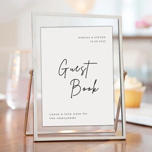 Modern Guestbook Sign Template, Printable Minimalist Sign Our Guestbook Table Top Sign for Weddings, Guestbook Sign, 5x7 and 8x10 - MPMN003