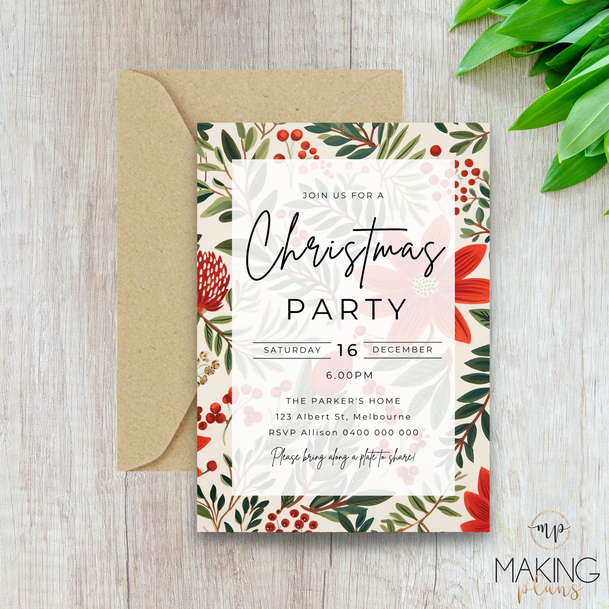 Editable Christmas Party Invitation Holiday Staff Party Invite for ...