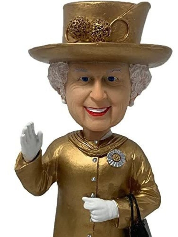 Queen Elizabeth II Gold Bobblehead Etsy
