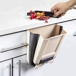 Foldable Hanging Kitchen Trash Can: 2.4 Gallon Waste Bin