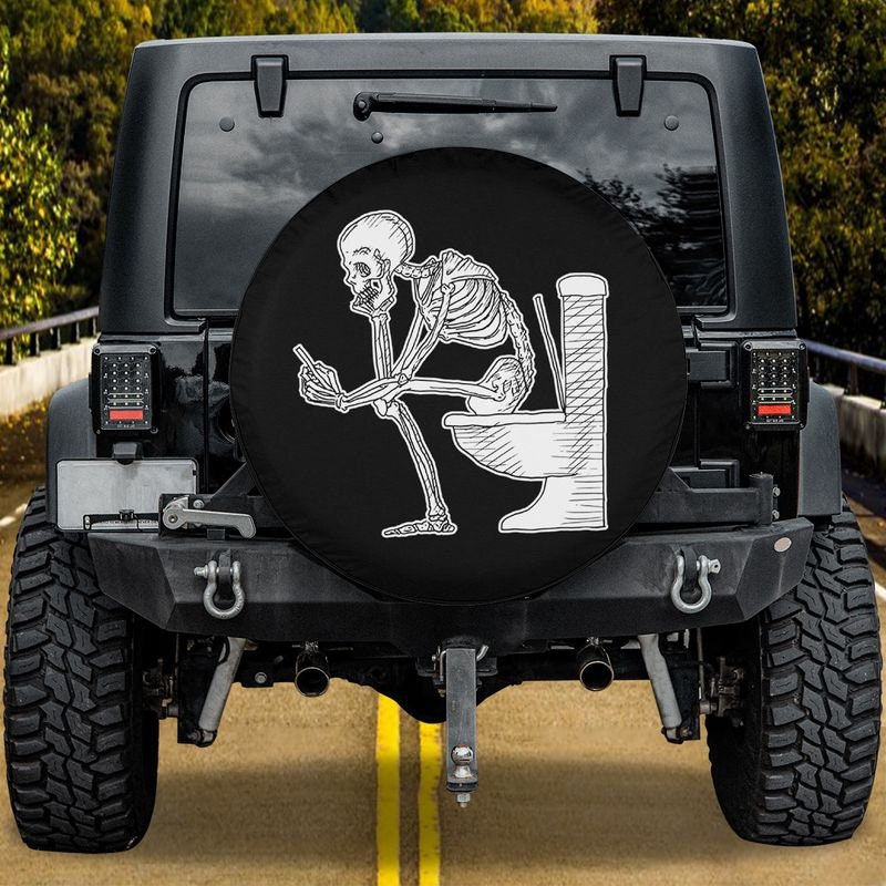 Funny Skeleton On Toilet Spare Tire Cover sold by Igor Smirnov SKU 24868055 45 OFF Printerval