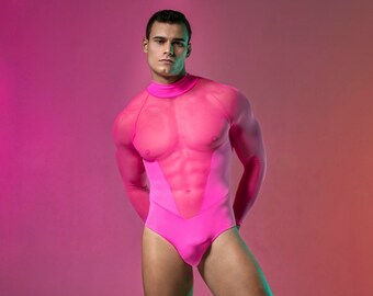 Bodysuit Body Trikini Pink Bikini for Men Beachwear - Etsy