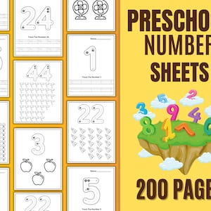 200 Number tracing worksheets, traceable numbers, preschool worksheets, 0-200 Printable Number Tracing, Kids Tracing pdf