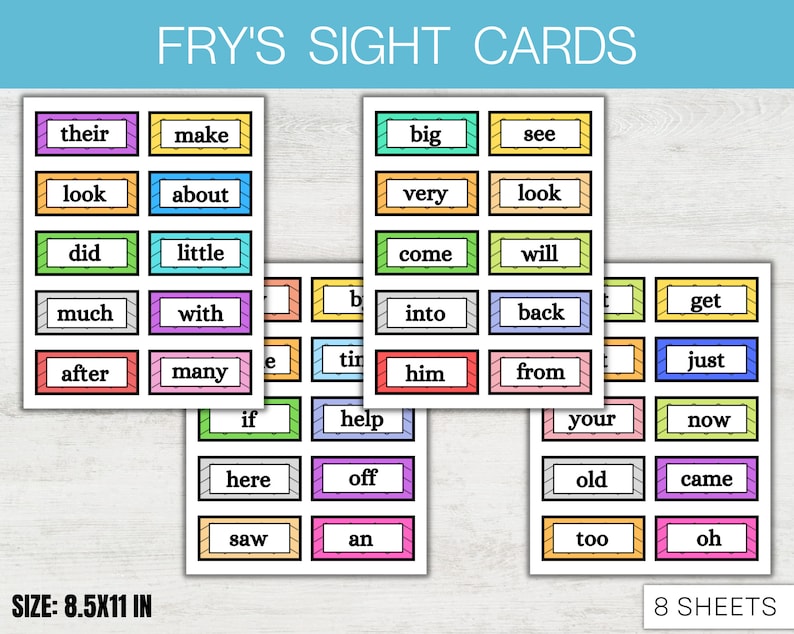 Sight Words Flashcards Printable, Kindergarten to 3rd Grade Sight Words