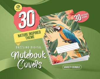 30 op de natuur geïnspireerde Goodnotes-omslagen, digitale notitieboekomslag, patronen notitieboekomslag, notitieomslag, omslag digitale planner, png-omslag