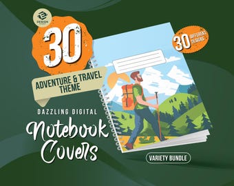 30 Copertine Goodnotes per avventure e viaggi, copertina per quaderno digitale, copertina per quaderno con motivi, copertina per notabilità, copertina per pianificatore digitale PNG