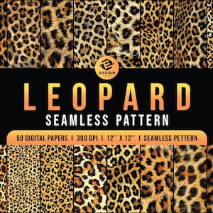 50 carta modello stampa leopardo senza soluzione di continuità, modello leopardo in formato SVG, carta pianificatore 12x12" 300 DPI, stampa ghepardo in formato Svg, modello in formato SVG stampa animale