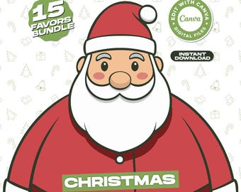 Christmas Party Favor Templates Bundle Party Templates Chip bag Template Party Favors Capri Sun Ring Pop Canva Editable pringles gable box