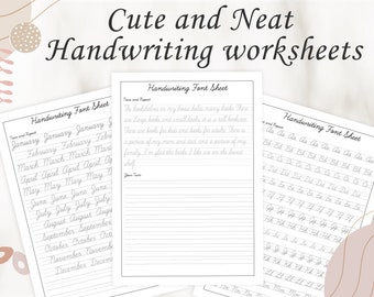 Cute Cursive Handwriting Practice Sheets, Handwriting Worksheets, Cursive Handwriting Worksheets For Kids, Printable PDF, Instant Download
