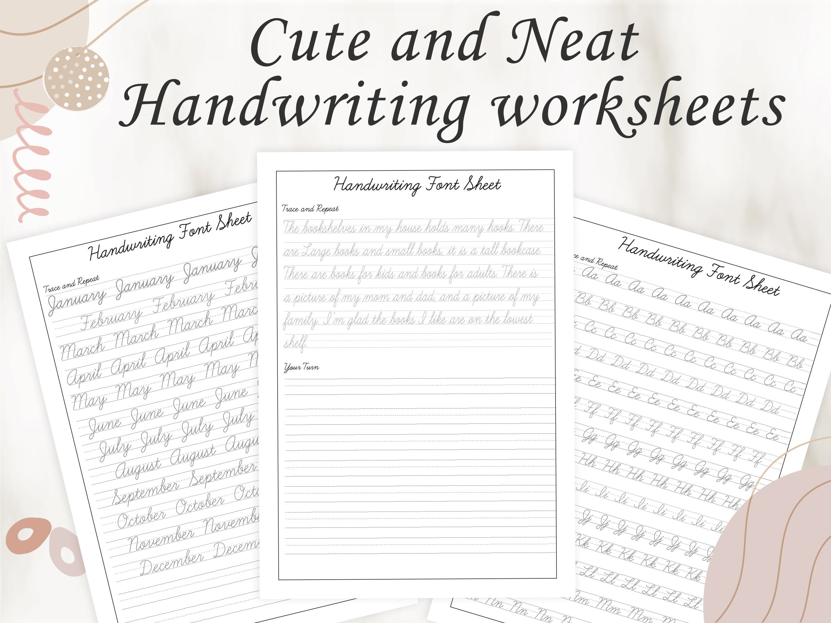 Printable Handwriting Practice Sheets for Adult Cute Handwriting Practice  Alphabet Tracing Paper for Adult Traceable Handwriting Guide 