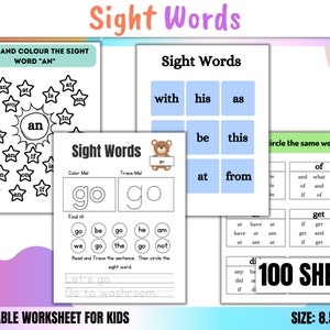 100 sight words worksheet, 1st Grade Worksheet, 1st Grade Worksheet, 1st Grade Worksheet, Sight Word Practice, Kindergarten Sight Words