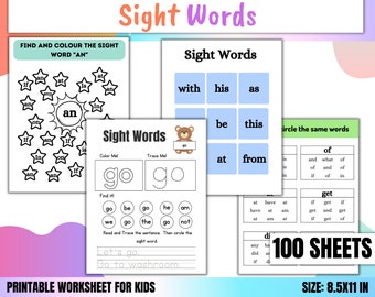 100 sight words worksheet, 1st Grade Worksheet, 1st Grade Worksheet, 1st Grade Worksheet, Sight Word Practice, Kindergarten Sight Words