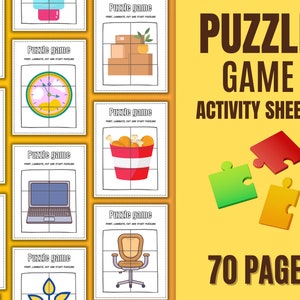 70 Puzzle Game Activity Sheets, Preschool Worksheets, Preschool Printable Worksheets, Activity Worksheets, Printable Toddler Worksheets