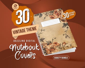 30 Vintage Goodnotes Covers, digital notebook cover, patterns notebook cover, notability cover, digital planner cover, Vintage cover PNG