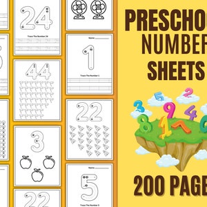 200 Number tracing worksheets, traceable numbers, preschool worksheets, 0-100 Printable Number Tracing, Kids Tracing, handwriting practice