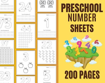 200 Number tracing worksheets, traceable numbers, preschool worksheets, 0-100 Printable Number Tracing, Kids Tracing, handwriting practice