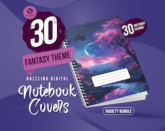 30 copertine Fantasy Goodnotes, copertina per quaderno digitale, copertina per quaderno con motivi, copertina per notabilità, copertina per planner digitale, copertina PNG
