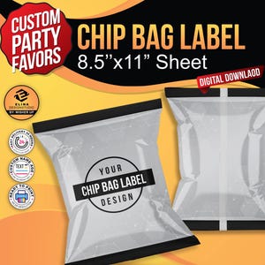 Custom Chip bag template, Custom Party Favors, Custom Party Labels, Custom Party Bundle Set, Water Bottle, Capri Sun, Hershey&#39;s, Pringles