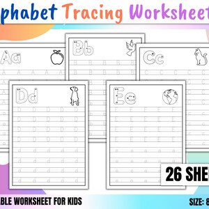 Alphabet tracing worksheets, 26 Printable Uppercase Lowercase Alphabet Tracing Worksheets, Handwriting Practice, Preschool Worksheets