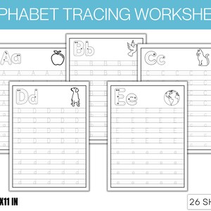 Alphabet tracing worksheets, 26 Printable Uppercase Lowercase Alphabet Tracing Worksheets, Handwriting Practice, Preschool Worksheets