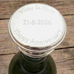 Personalised Silver Plated Wine Bottle Stopper - Engraved Anniversary, Engagement Or New Home Gift