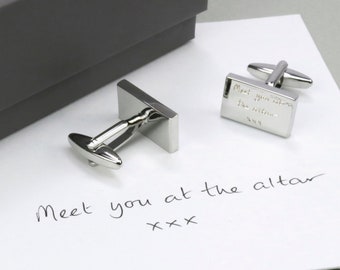 Your Own Handwriting Transferred to Cufflinks - Personalised Men's Gift - Quality Product
