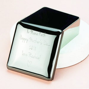 Personalised Square Shaped Trinket/Jewellery Box in Silver - Custom Engraved Gift