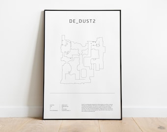 Minimalist de_dust2, CS:GO, CS2 Poster, Digital Download Wall Art, Downloadable Print