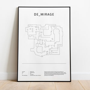 Minimalist de_mirage, CS:GO, CS2 Poster, Digital Download Wall Art, Downloadable Print