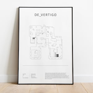 Minimalist de_vertigo (OLD), CS:GO, CS2-poster, digitale downloadmuurkunst, downloadbare print