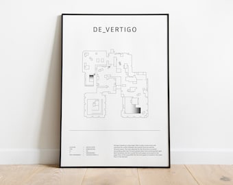 Minimalist de_vertigo (OLD), CS:GO, CS2 Poster, Digital Download Wall Art, Downloadable Print