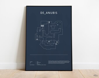 Minimalist de_anubis, CS:GO, CS2 Poster, Digital Download Wall Art, Downloadable Print