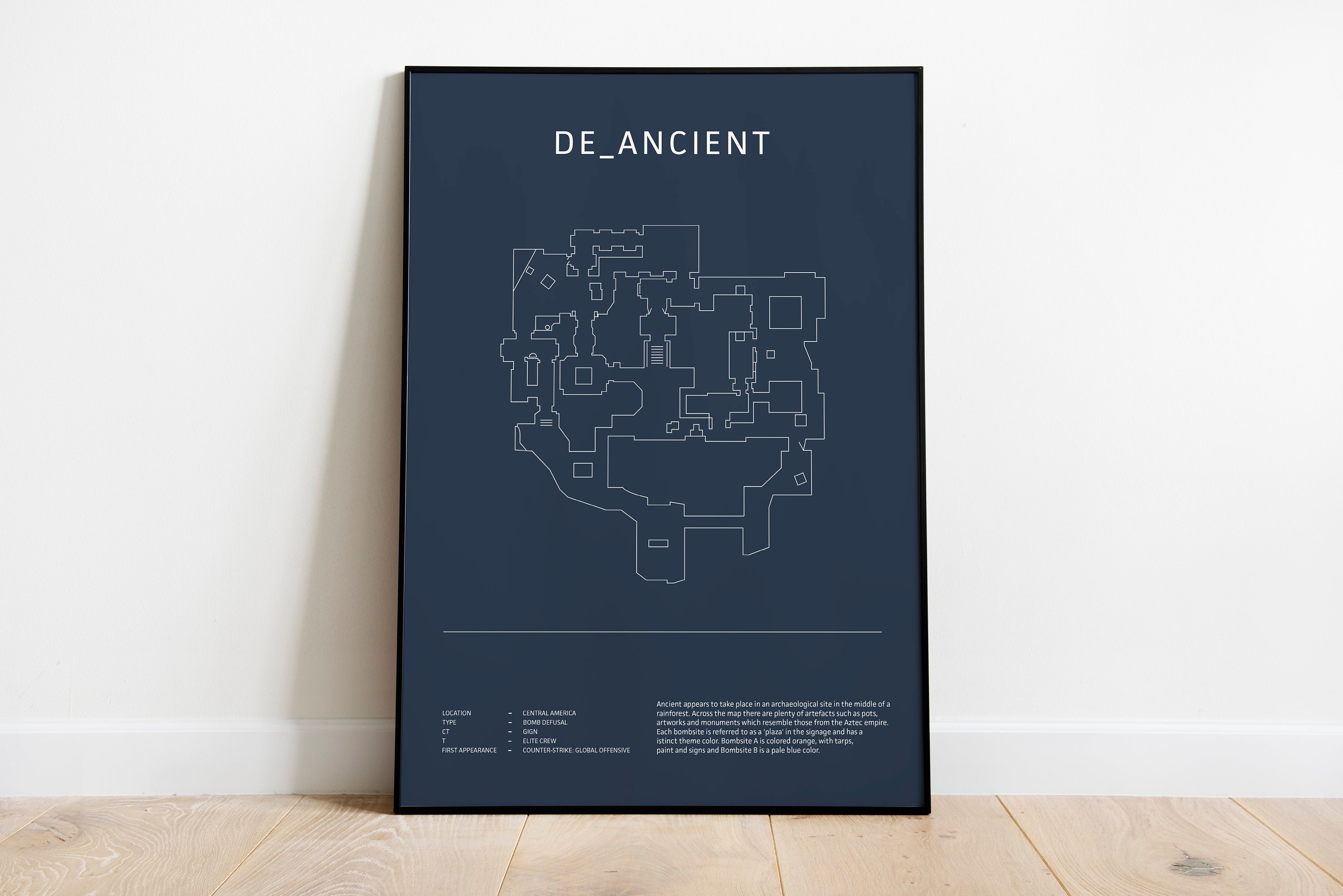 Minimalist De_ancient, CS:GO, CS2 Poster, Digital Download Wall Art ...