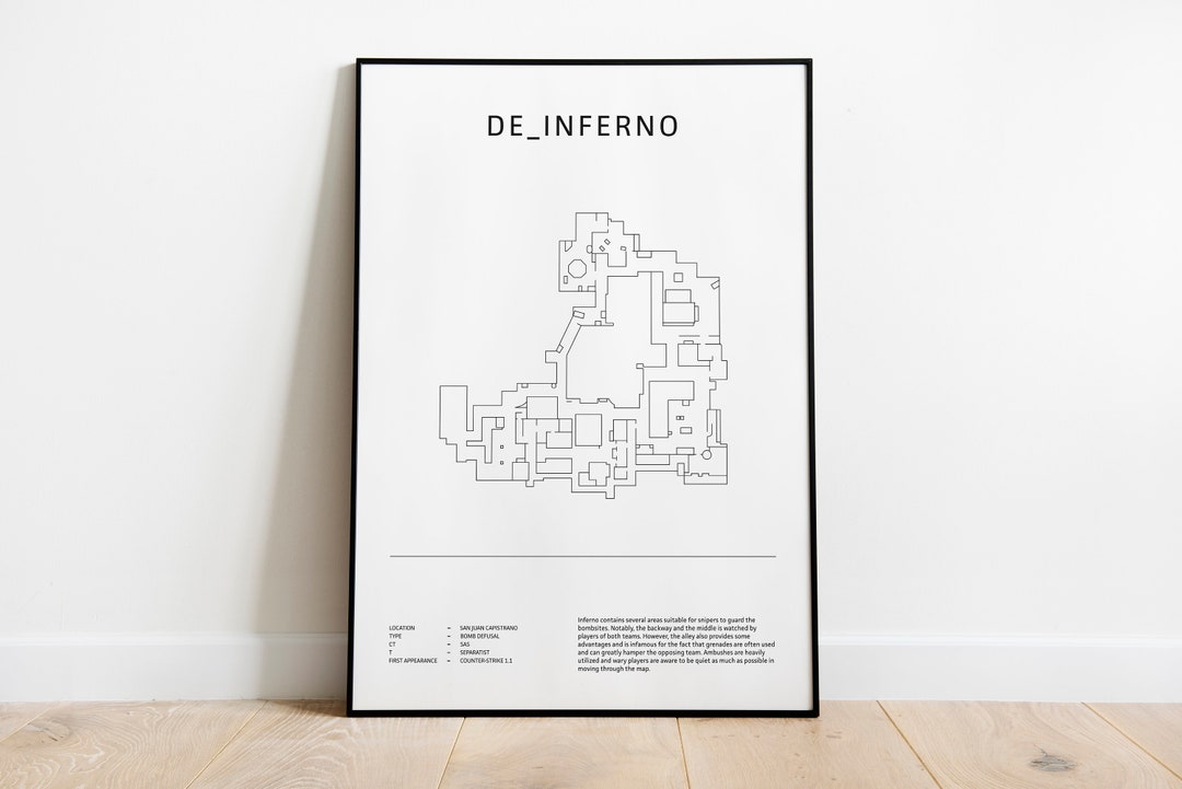 Minimalist De_inferno, CS:GO, CS2 Poster, Digital Download Wall Art ...
