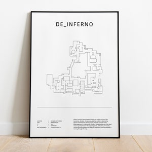 Minimalist de_inferno, CS:GO, CS2 Poster, Digital Download Wall Art, Downloadable Print