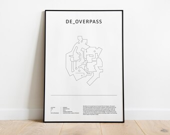 Minimalist de_overpass, CS:GO, CS2 Poster, Digital Download Wall Art, Downloadable Print