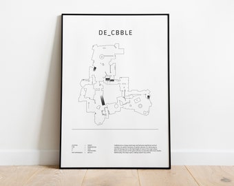 Minimalist de_cbble, CS:GO, CS2 Poster, Digital Download Wall Art, Downloadable Print