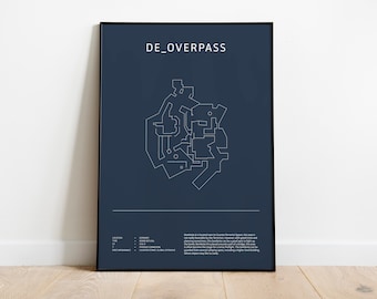 Minimalist de_overpass, CS:GO, CS2 Poster, Digital Download Wall Art, Downloadable Print