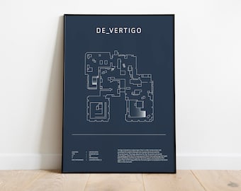 Minimalist de_vertigo (OLD), CS:GO, CS2 Poster, Digital Download Wall Art, Downloadable Print