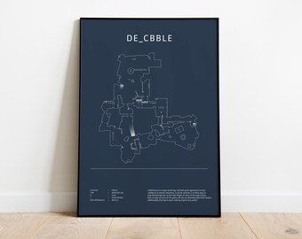 Minimalist de_cbble, CS:GO, CS2 Poster, Digital Download Wall Art, Downloadable Print