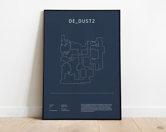 Minimalist de_dust2, CS:GO, CS2 Poster, Digital Download Wall Art, Downloadable Print