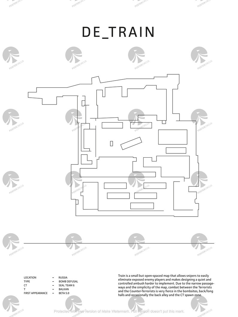 Minimalist De_train (OLD), CS:GO, CS2 Poster, Digital Download Wall Art ...
