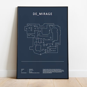 Minimalistische de_mirage, CS:GO, CS2, digitale download kunst aan de muur, downloadbare print