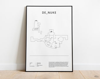 Minimalist de_nuke, CS:GO, CS2 Poster, Digital Download Wall Art, Downloadable Print