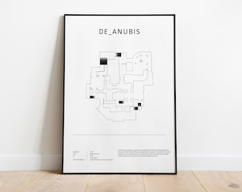 Minimalist de_anubis, CS:GO, CS2 Poster, Digital Download Wall Art, Downloadable Print