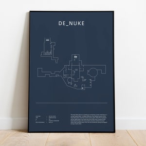 Minimalistische de_nuke, CS:GO, CS2 poster, digitale download kunst aan de muur, downloadbare print