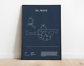 Minimalist de_nuke, CS:GO, CS2 Poster, Digital Download Wall Art, Downloadable Print