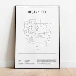 Minimalist de_ancient, CS:GO, CS2 Poster, Digital Download Wall Art, Downloadable Print