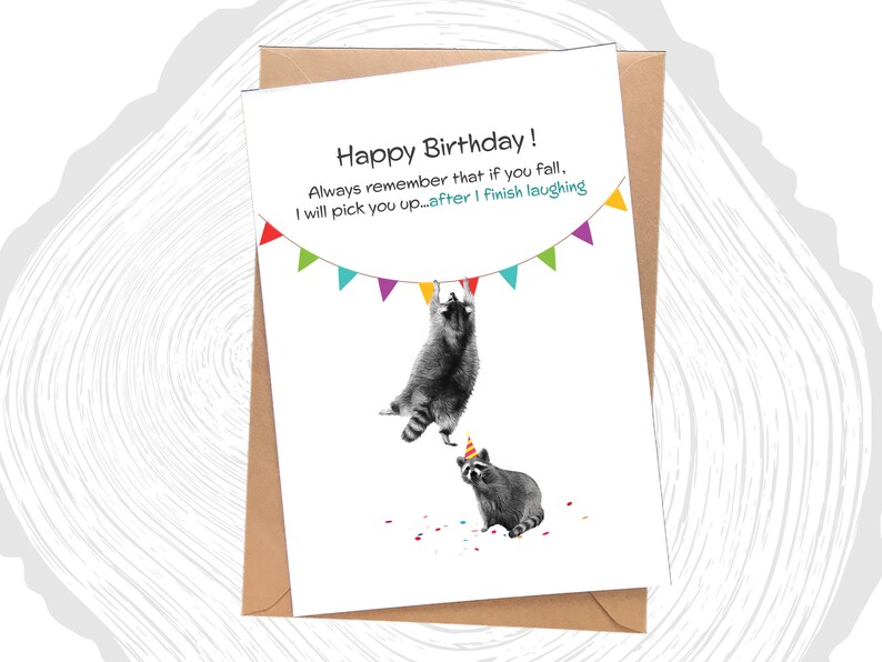 Happy Birthday Raccoon Printable Card Funny Raccoon Birthday - Etsy